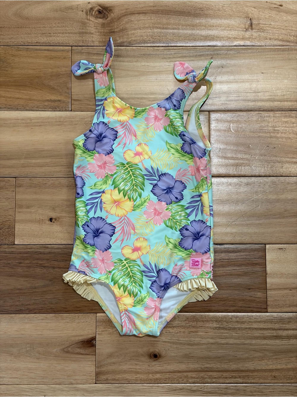 Kids Floral One-Piece Swimsuit - Pastel Tropical Print